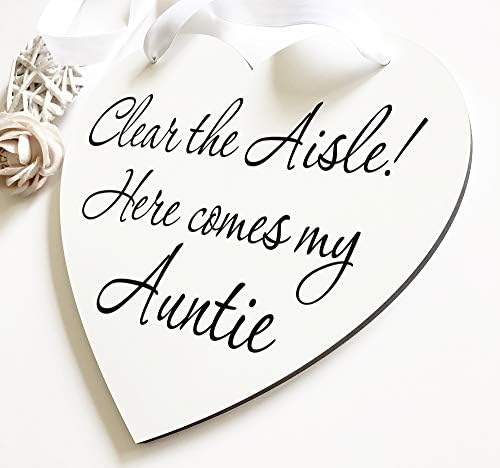 MissyJulia Ltd Personalised Wedding Sign, Here comes my Auntie, Mummy, Page Boy Sign, Flower Girl Walk Down the Aisle Sign, to Run Uncle