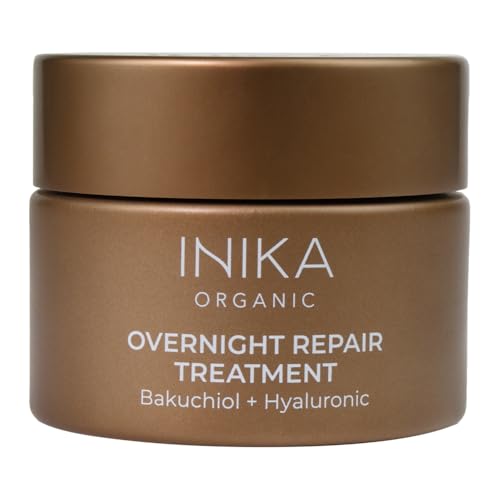 Image of INIKA Organic Overnight Repair Treatment | Clinically Proven to Decrease Wrinkles, Increase Hydration with Hyaluronic Acid & Bakuchiol for Hydrated, Glowing, Youthful, Skin. 50mL