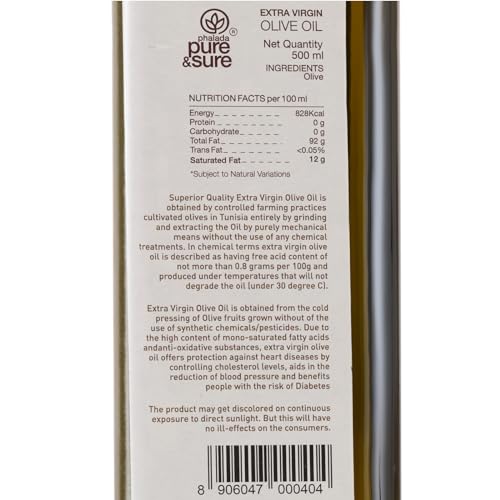 Image of Pure & Sure Extra Virgin Olive Oil 500ml | 100% Natural and Cold Extracted | Perfectly Edible for Salads, Dressing & Much More | Healthy with Zero Cholesterol & Low Fat | Imported from Spain
