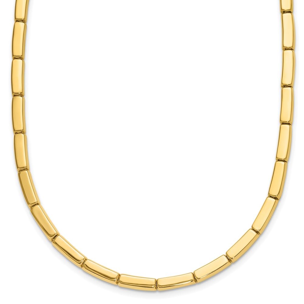 Diamond2Deal 14K Yellow Gold Polished 4 mm Rectangular Bar Link Chain Necklace 16.5" to 18"