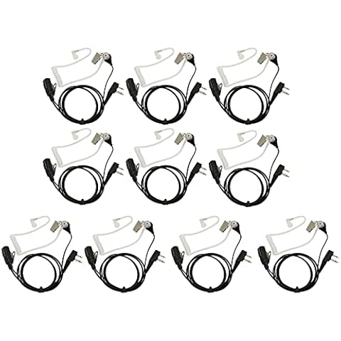 GoodQbuy Covert Acoustic Tube Earpiece Headset with PTT is Compatible with Midland/Alan Radio LXT600VP3 GXT1000VP4 GXT1050VP4 LXT112 LXT380 LXT118 XT511 2-pin (Pack of 10) Cover