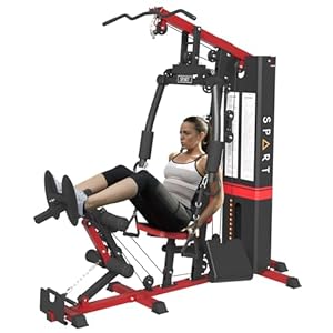Home Gym Multifunctional Home Gym Station, Home Gym Exercise Equipment with 150LBS Weight Stack, Full Body Strength Training Workout Equipment for Leg Press, LAT Pull Down, Chest Presses