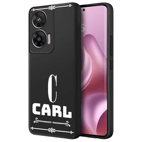 Image of Fashionury Back Cover Case for Motorola G96 5G / Motorola Edge 50 Fusion /Motorola G85 5G | Matte Soft Silicon Flexible | Camera Bump Protection | Name with Alphabet Design | Get Your Name (Black)