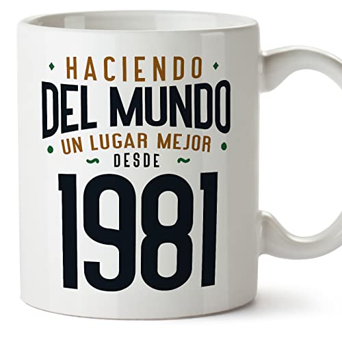 MUGFFINS Tazas 1981 Cumpleaños - En Español - Haciendo del Mundo un Lugar Mejor - 11 oz / 330 ml - Regalo original y divertido