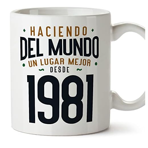 MUGFFINS Tazas 1981 Cumpleaños - En Español - Haciendo del Mundo un Lugar Mejor - 11 oz / 330 ml - Regalo original y divertido