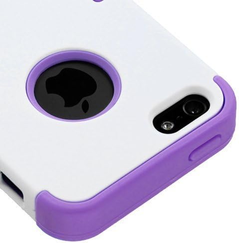 MYBAT IPHONE5HPCTUFFSO009NP Premium TUFF Case for iPhone 5 - 1 Pack - Retail Packaging - Ivory White/Electric Purple
