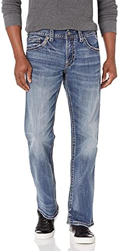 Silver Jeans Co. Men's Zac Relaxed Fit Straight Leg Jeans, Light Indigo, 40W x 32L