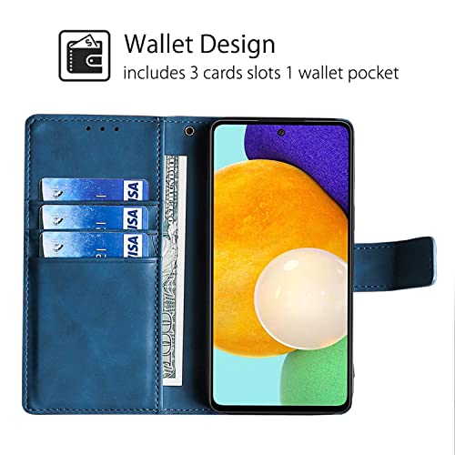 Compatible With Galaxy A04 Leather Case, Wallet Flip Magnetic Case With Card Slots Stand Shockproof Folio Phone Cover For Galaxy A04, Blue #TOP1