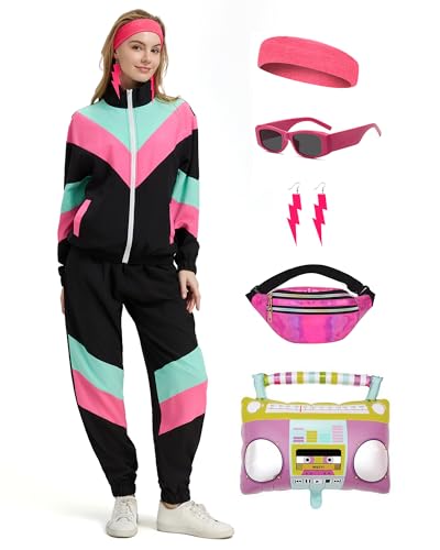 Amazon.com: Coseaon 80s Tracksuit for Women Retro Windbreaker