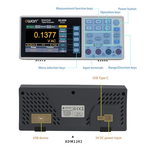 Image of OWON Desktop Digital Multimeter with 3.5-inch LCD Display,Voltage, and Temperature with True RMS Capability,Designed for use in Laboratories, Instruments, and Factories XDM1241