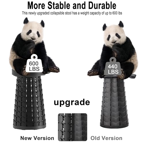 Image of 2026 Upgraded 18.1 inch Portable Folding Stool, Collapsible Stools, 600lbs Max Weight, Lightweight But Sturdy, Telescoping Foldable Camping Stool for Outdoor Fishing Hiking Travel BBQ