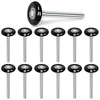 Swpeet 12Pcs 1.8 Schwarz leise Garagentor Rollen Nylon Tür Räder Ersatz Garagentor Rolle, Verstärkter Doppelkäfig, Versiegeltes 6200ZZ Kugellager 4 Stiel, Hochleistungslager für Garagentor Track