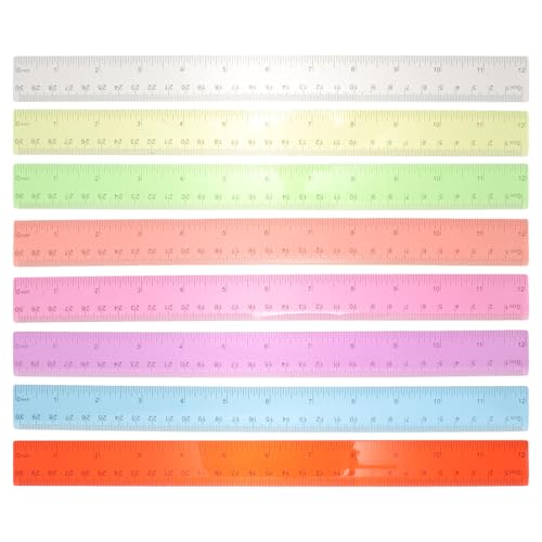 UTHCLO 8個 プラスチック製直尺 クリア定規 丈夫で軽量 学生 オフィス 設計向け精密測定ツール