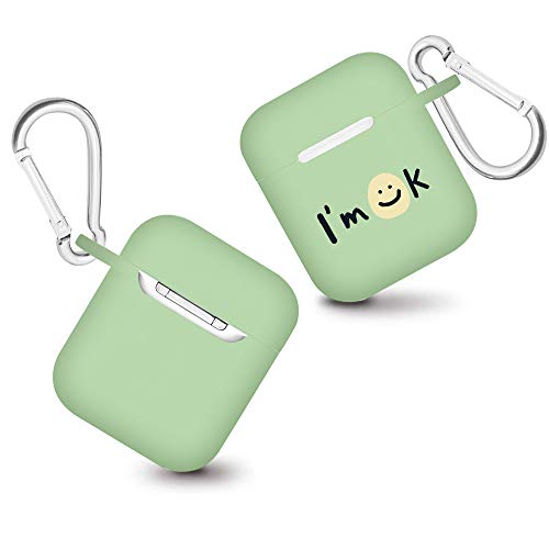 Joyland Case For Airpods 1 & 2 + Iphone 11 Cover Skins Set Cartoon I'm Ok Pattern Matte Avocado Green Shock Proof Protective Resistant Cases(Green) #TOP5