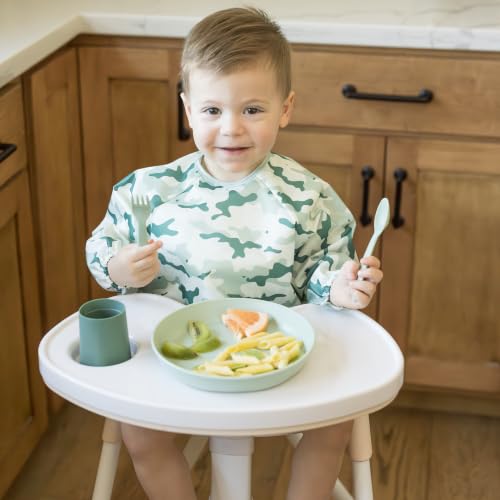 Image of Tiny Twinkle Long Sleeve Bib for Babies&Toddlers|2-Pack Waterproof Smock Bib for Eating|Machine Washable&Mess-Proof Feeding Essentials|Newborn Shower Gift(Camo,Explorer,6-24M)