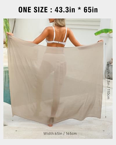 Image of Eicolorte Beach Sarong Pareo Womens Semi-Sheer Swimwear Cover Ups Short Skirt with Tassels