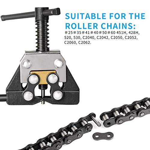 Roller Chain Breaker, Huazu Motorcycle Bicycle Chain Detacher Fit for #25#35#41#40#50#60 415H, 428H, 520, 530 Go Kart ATV Chains Replacement