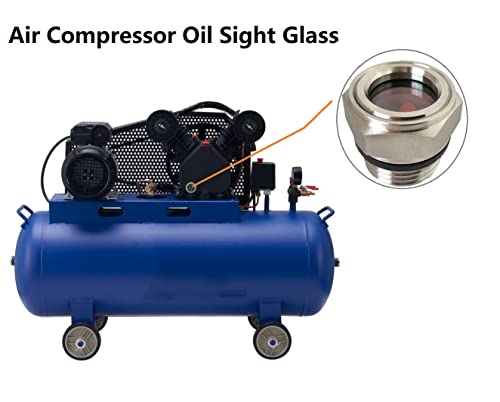 Air Compressor Oil Sight Glass 3/4'' Bsp Male Hex Head Stainless Steel Oil Sight Glass Liquid Level Gauge Oil Indicator Window For Gearbox Fittings Hydraulic Tank Sight Glass(3/4'' Bsp Male) #TOP5