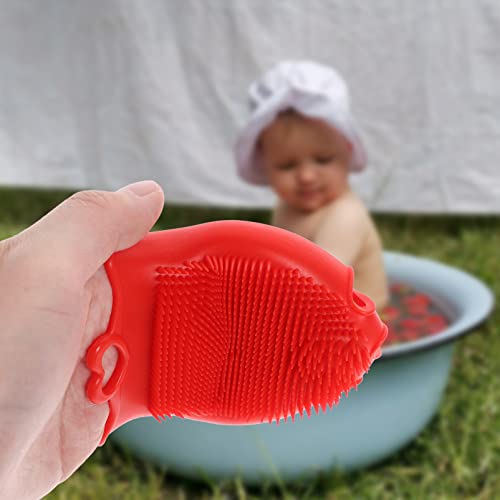 Cepillo de baño para bebé Beaupretty con esponja blanda roja 7