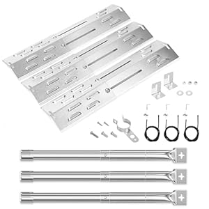 GFTIME Universal Edelstahl Brennerabdeckung Brenner Ersatzteile für Jamestown, Landmann, Enders, Taino, Barbecook, Flammenverteiler und Gasgrill Brenner für Charbroil, Proficook, 3er-Set