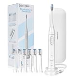 BarberBoss elektrische Zahnbürste, 5 Modi × 3 Intensitäten, Drucksensor, 2-Minuten-Timer, 6 Bürstenköpfe (4 Standard, 2 Mini), Reiseetui, USB-Ladefunktion, Zahnbürste für Erwachsene, QR-7301