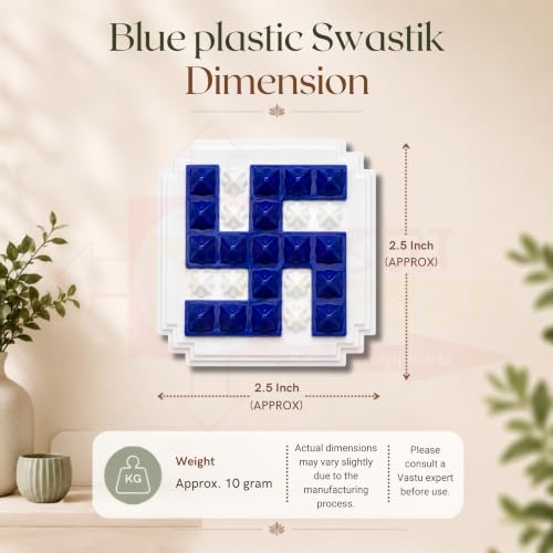 Image of Plastic Blue swastik Pyramid Plate | Size- 2.5 Inch Approx | Wall Sticking Swastik | Pack of 2 | Prosperity & Peace Enhancer