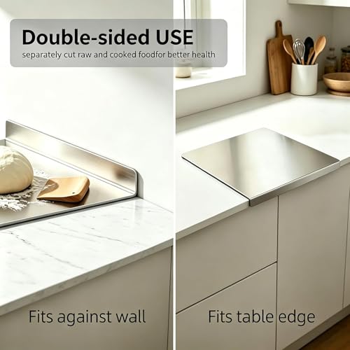 Square Double Sided Stainless Steel Cutting Board with Lip(15.7'' x 15.7'') — view 6