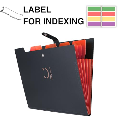 Image of SPS 5 Pocket Expanding File Folder Smile Design - Fits A4 & Letter Size Document Organizer, Accordion File Folders, File Holder for Office, School & Home Use - Orange