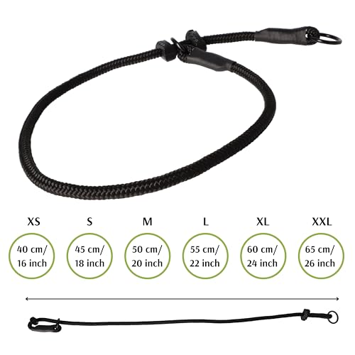 Dingo Gear Trainingshalsband für Hunde – handgefertigt, robuste geflochtene Polypropylenleine, mit Zwei Stoppern, Größe L, Full Black S04079