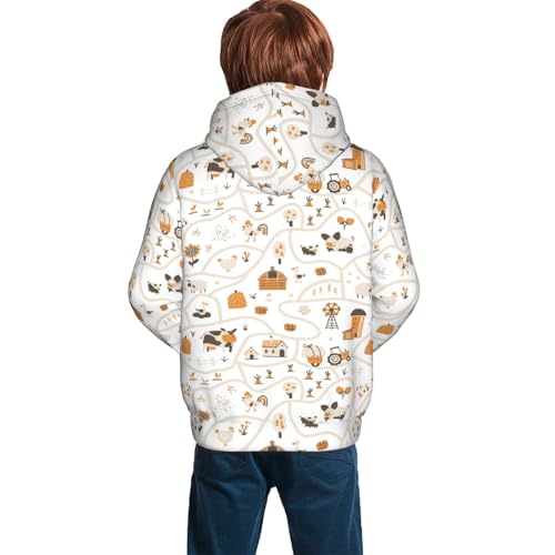 Farm Map Kid Hoodies Boys Sweatshirts Girls Pullover with Pocket4