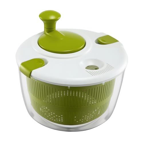 Salad Spinner 3.5 Litre – BPA-Free Plastic Lettuce Dryer & Vegetable Washer with Non-Slip Base, Dual Function Serving Bowl & Strainer – Easy One-Hand Operation for Healthy Eating (Green)