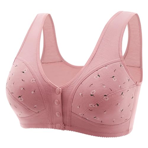 Generisch Sujetador 2025 para mujer con hebilla lateral frontal, borde de encaje, sin anillo de acero, movimiento, fruncido sin costuras, ajuste, yoga, dormir, sujetador grande, Oro Rosa, 40
