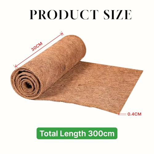 Flewdart 30x300 cm kokosmatte Rolle 100% Natur, kokosfaser Matte rollenware Reptil für Reptilien Kaninchen Terrarium Schlangen Schildkröten Eidechsen Insekten Pflanzen(30x300 cm)