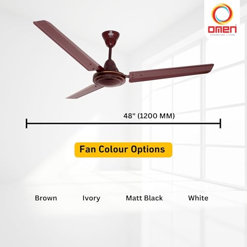 Image of Omen Changing Lives Aeroclassic 1200mm Ceiling Fan for Home | BEE Star Rated | Decorative Fan & Elegant Design | High Air Delivery | Double Ball Bearing | 2 Year Warranty| (Brown)