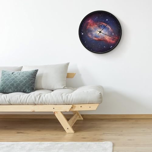 Horloge murale moderne pour cuisine et salon ronde Universe noire - 5