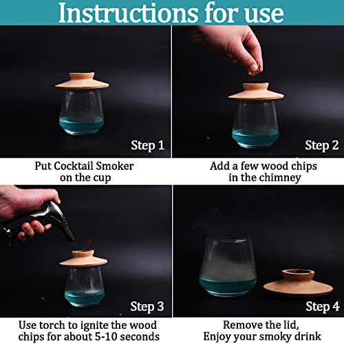 Cocktail Smoker, Old Fashioned Cold Smoker For Smoked Cocktails, Whiskey, & Bourbon, Wine, Coffee, Dried Fruits, Cheese And More, Cocktail Smoking Kit With Wood Chips #TOP3