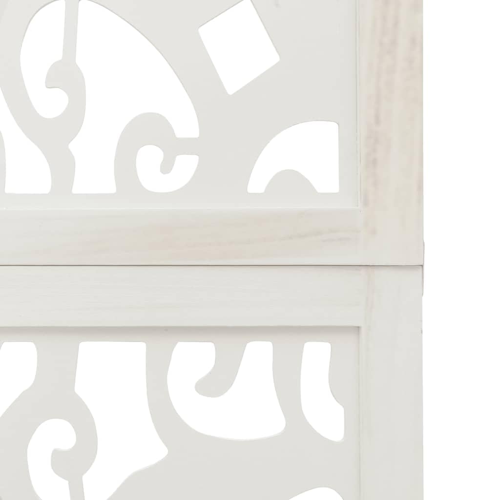 Paravento pieghevole in legno massiccio di paulownia, 3 pezzi, bianco, 105-110 x 220 cm, parete spagnola come protezione dagli sguardi indiscreti e divisorio per camera da letto, soggiorno e