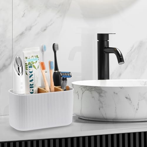 PARKMANI Toothbrush Holders for Bathrooms, Kids Electric Toothbrush and Toothpaste Holder, Toothbrush Caddy Organizer for Bathroom Countertop (White) - Cosy Home Interiors PARKMANI Toothbrush Holders for Bathrooms, Kids Electric Toothbrush and Toothpaste Holder, Toothbrush Caddy Organizer for Bathroom Countertop (White) - Image 2