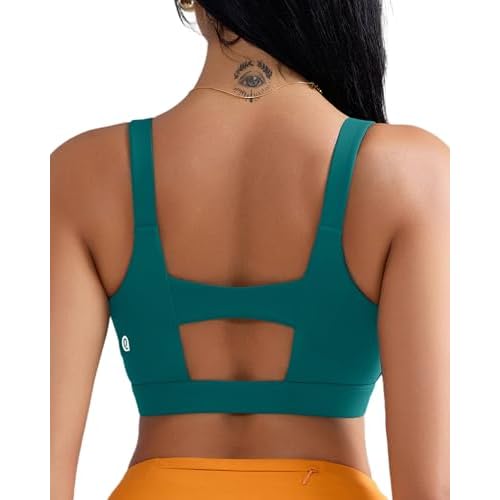 RUNNING GIRL Sports Bra for Women High Support, Molded Cup High Impact Sports Bras for Women Large Bust 3-dark Green Large
