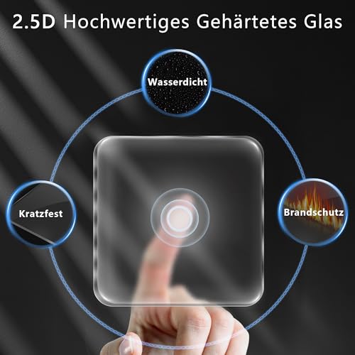 TAWOIA Touch Lichtschalter 1 Fach 1 Wege Lichtschalter Unterputz Lichtschalter mit 2.5D Curved Lichtschalter Glas Platte 86 * 86mm Wandlichtschalter Schwarz