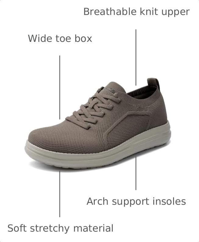Image of PROMOLA Wide Toe Box Shoes for Men Casual Dress Shoes Wide Width Non Slip Walking Shoes with Arch Support