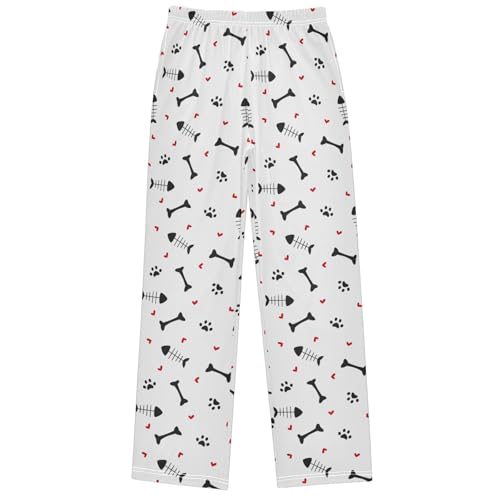 Boy's Pj Pants Cute Black White Red Lounge Bottoms Elastic Kids Sweatpants Joggers with Pockets Size 6-14