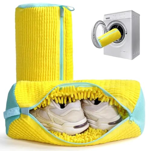 Image of Shoe Washing Machine Bag Laundry Shoes Bag for Washer and Dryer Reusable and Durable Zipper Plush Washing Machine Bags for Sneakers, Running Shoes, Sock and Toys