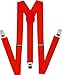 Navisima Adjustable Elastic Y Back Style Suspenders for Men and Women With Strong Metal Clips, Red