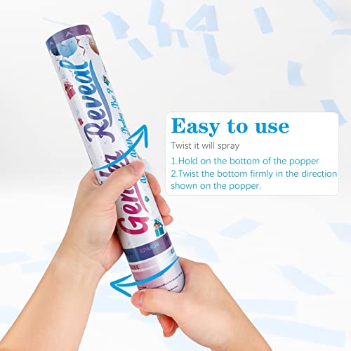 6 Pack Gender Reveal Confetti Powder Cannon For Boy Gender Reveal Party Supplies Ideas, Vibrant Blue Color Great For Video And Photos, 100% Biodegradable And Eco-Friendly Gender Reveal Decorations #TOP3