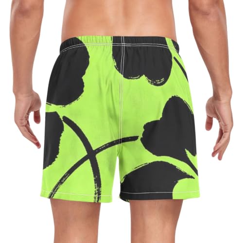 Traje de baño de hombre para playa y piscina con flores verdes llamativas 2