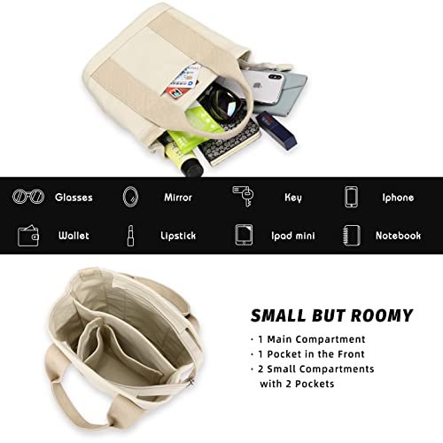 Small Tote Bag For Women Mini Khaki Canvas Crossbody Tote Bag With Zipper Stylish Satchel Shoulder Bag Hobo Handbag #TOP2