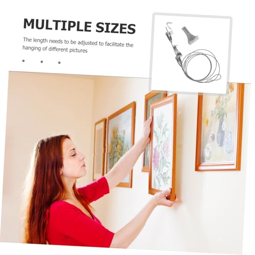 Image of VILLCASE 2Set Heavy Duty Picture Hanging Hardware Adjustable Wire Kit with Hooks for Securely Hanging Art Photos and Mirrors for Versatile Use