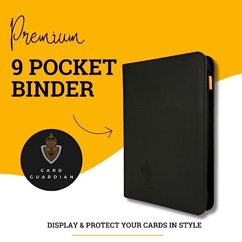 Card Guardian - 9 Pocket Premium Binder With Zipper For 360 Cards Trading Card Games Tcg (Black) - Side Loaded Pockets - Compatible With Yugioh Cards Mtg Binder Sports Card Binder #TOP1
