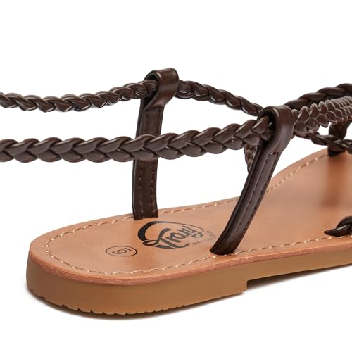Image of Trary Sandals Women, Lace Up Sandals for Women, Sandals for Women Dressy Summer, Open Toe Gladiator Sandals, Flat Sandals for Women Dressy, Beach Sandals for Women, Summer Sandals for Women 2023